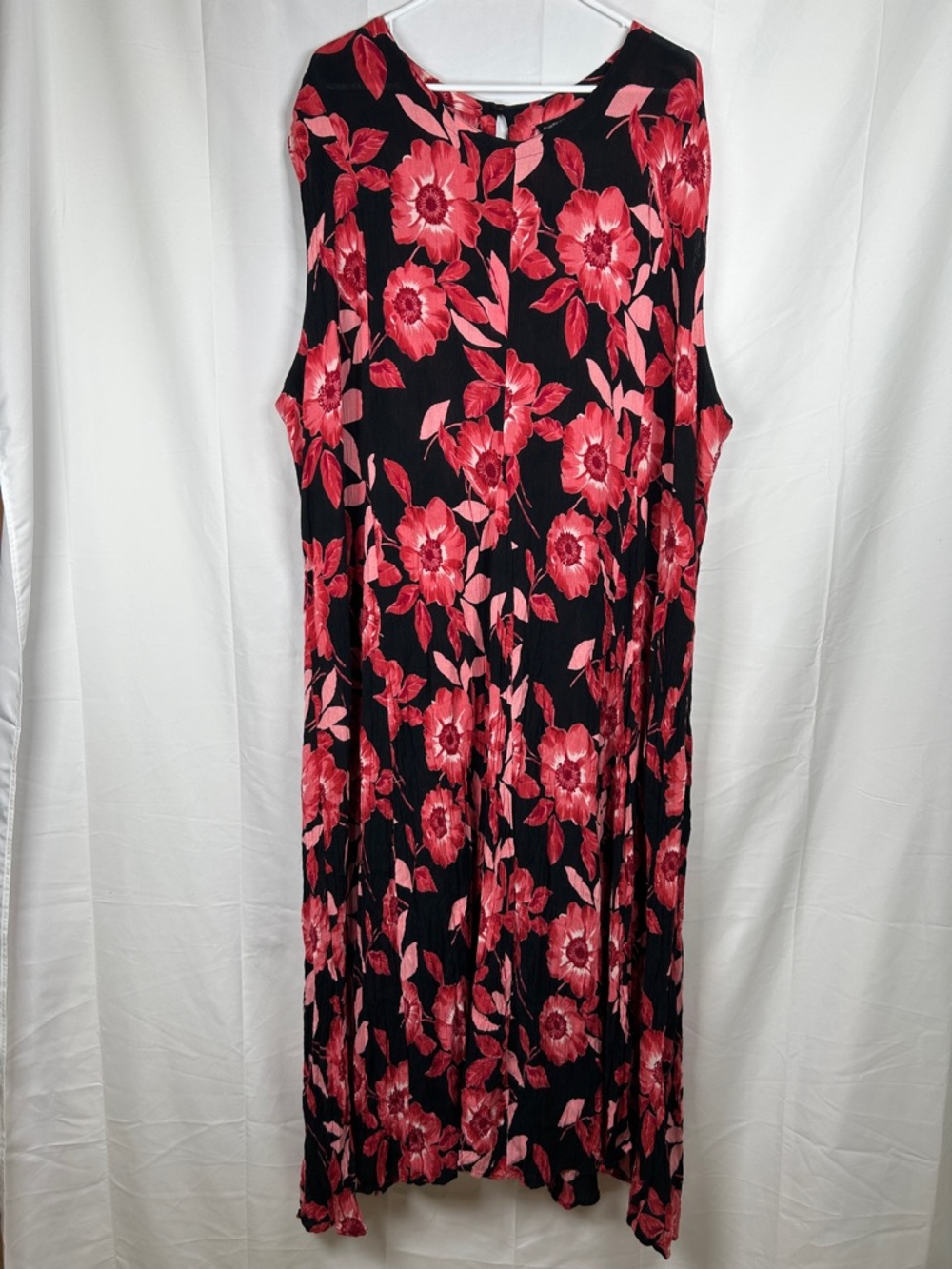 American Angel Floral Sleeveless Mazi Dress Plus Size 22/24 Black Red Tie